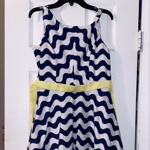Yellow blue and white elegant dress